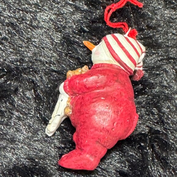 SGE Snowman Ornament Holding Teddy Bear In Red Outfit With Striped Hat - Picture 2 of 6